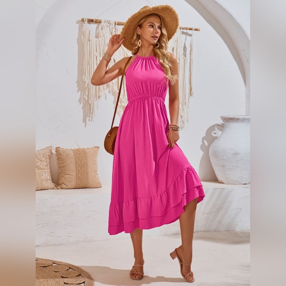 Ruffled Round Neck Sleeveless Dress - Picture 1 of 5